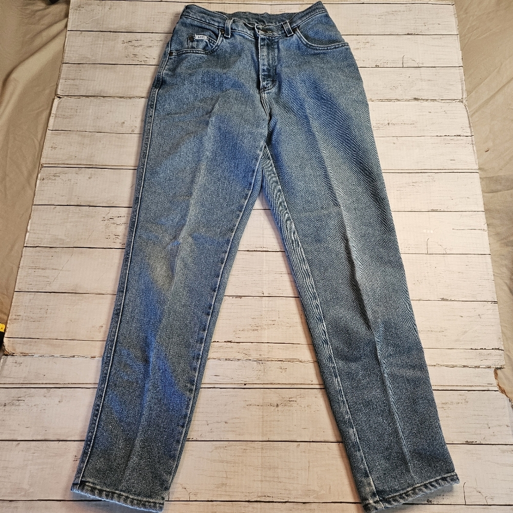Vintage 90s Lee High Waist‎ Mom Jeans Light Wash Taper 27x29